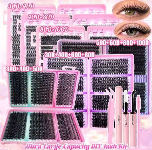 DIY Lash Extension Kit – Natural Wispy Clusters (9–16mm)